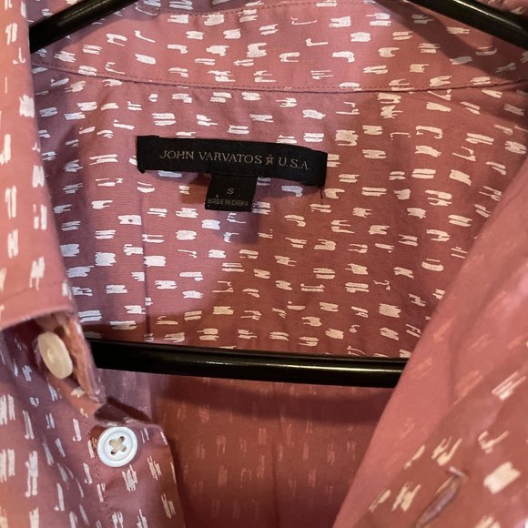 Men's Small John Varvatos Pink Short Sleeve Button Down - Picture 2 of 3